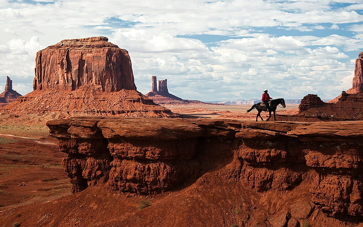 Улуру, США, каньон, пустыня, всадник, дикий запад, ковбой, HD обои