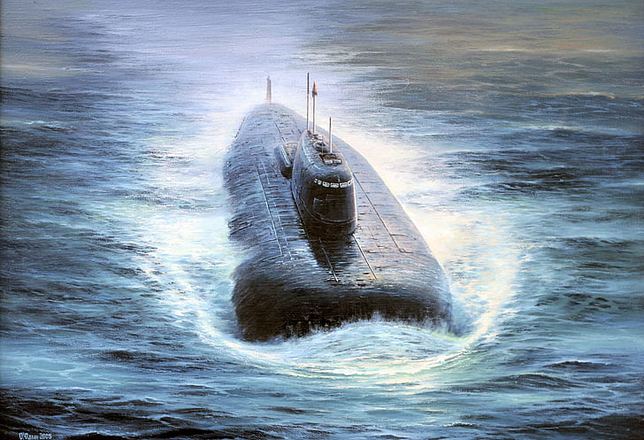 ocean nuklearny rosyjski okręt podwodny projekt oscar 949 4843x3307 Natura Oceany HD Sztuka, ocean, atom, Tapety HD