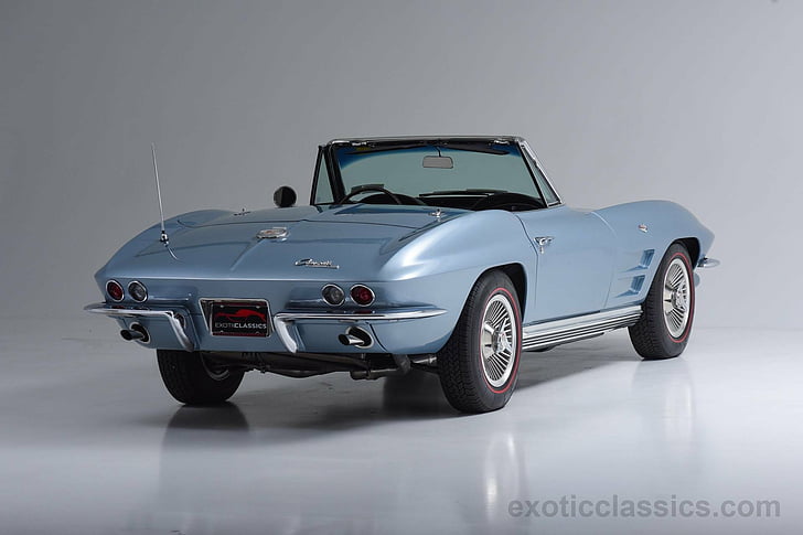 1964, blue, cars, chevrolet, classic, convertible, corvette, stingray, HD wallpaper