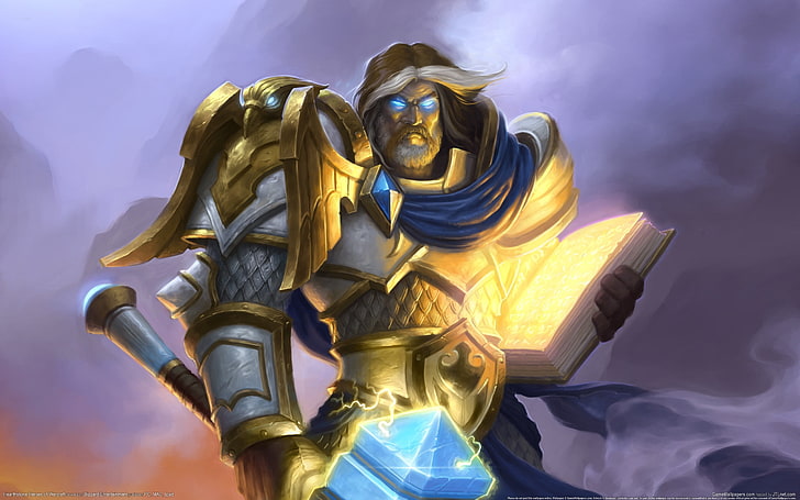 male soldier anime character, Hearthstone, Uther the Lightbringer, HD wallpaper
