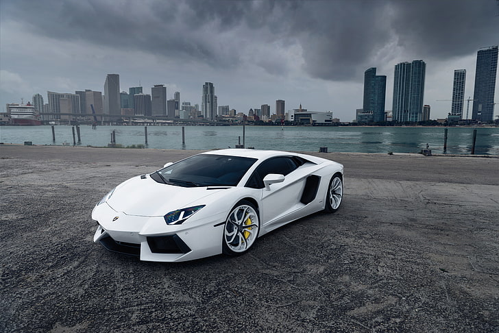 бяло Lamborghini Aventador спортно купе, Lamborghini, White, Aventador, Vellano MC Customs, HD тапет
