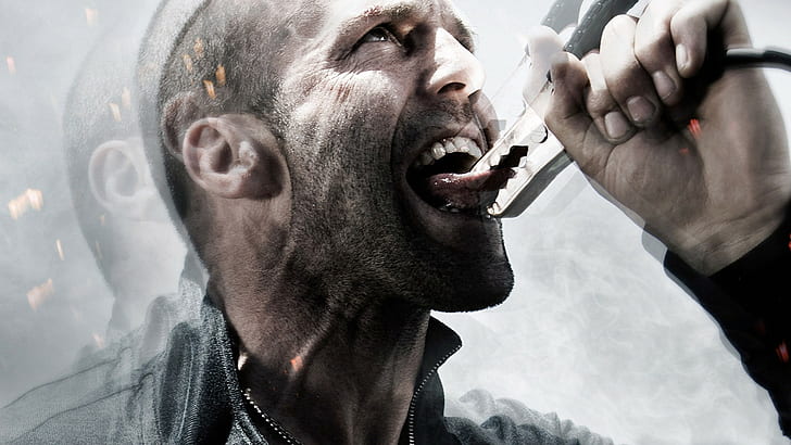 Jason Statham, Crank, movies, tongue out, HD wallpaper