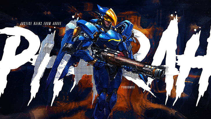 blue game character, Pharah (Overwatch), Overwatch, HD wallpaper