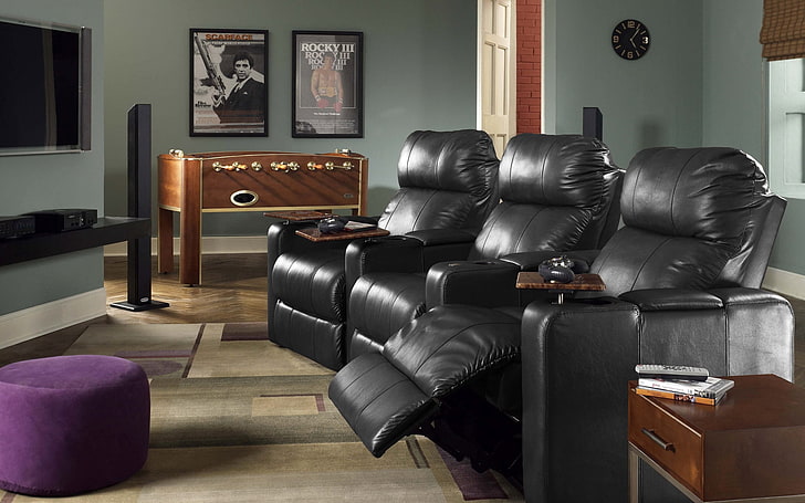 черный массажный диван, диван, ванная, модерн, стиль, дизайн, HD обои