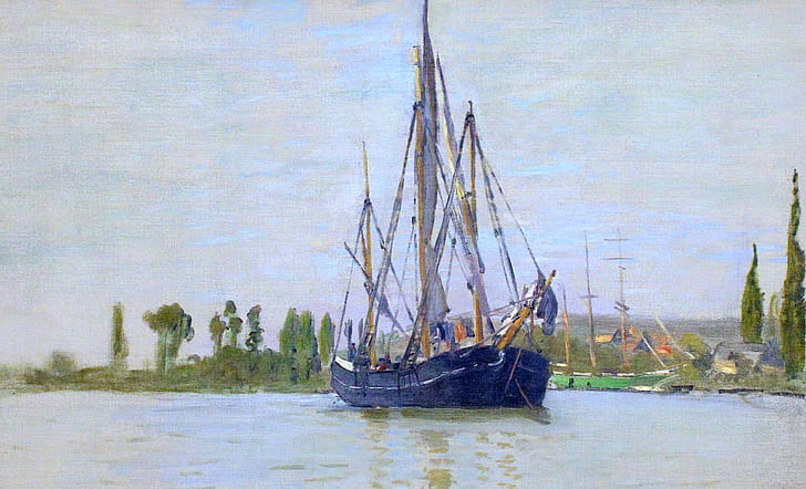 ship, picture, Sailboat, mast, Claude Monet, HD wallpaper
