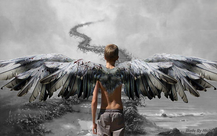 angel boy heavenly angel boy People Other HD Art , boy, Angel, Heavenly, stairway, HD wallpaper