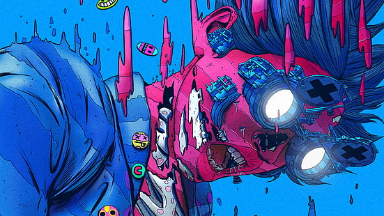 Nick Sullo, cyberpunk, arte digitale, techno punk, illustrazione, opere d'arte, Sfondo HD HD wallpaper