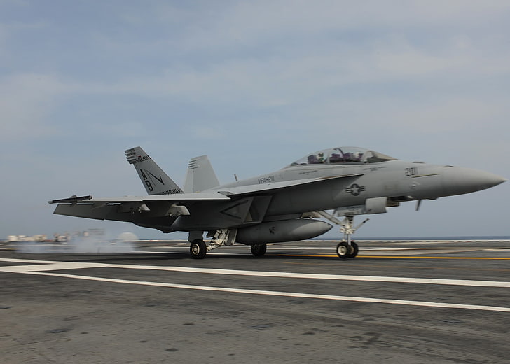 graues Kampfflugzeug, Flugzeuge, Jets, F / A-18 Hornet, Schiff, United States Navy, Marine, HD-Hintergrundbild
