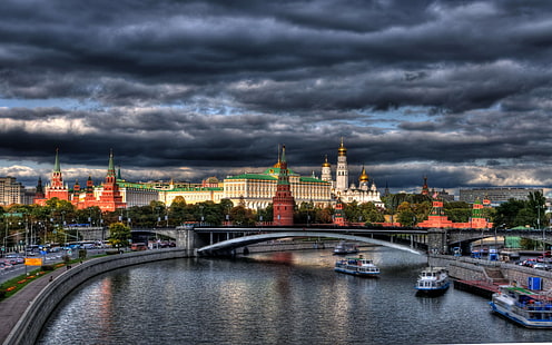 Russia Moskva River And Kremlin  Wallpaper Hd, HD wallpaper HD wallpaper