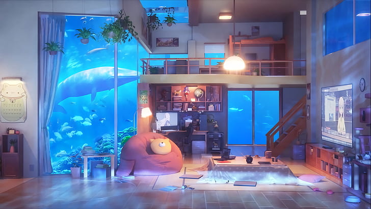 Anime, Original, Living Room, HD wallpaper