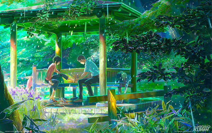 il giardino di parole pioggia Makoto Shinkai, Sfondo HD