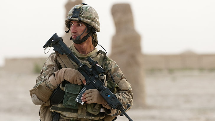 afghanistan, esercito, corpo, pistole, marines, soldat, soldati, guerra, Sfondo HD