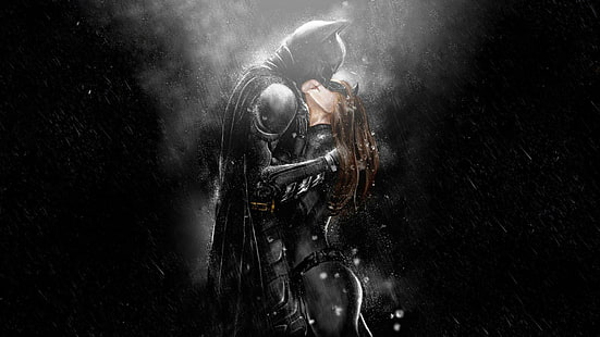 Batman et Catwoman, illustration de batman et de catwoman, cinéma, 1920x1080, batman, catwoman, le chevalier noir se lève, anne hathaway, balle de cristian, Fond d'écran HD HD wallpaper
