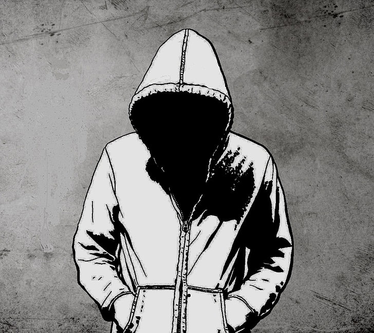 grayscale photo of hoodie, monochrome, hoods, simple background, artwork, HD wallpaper