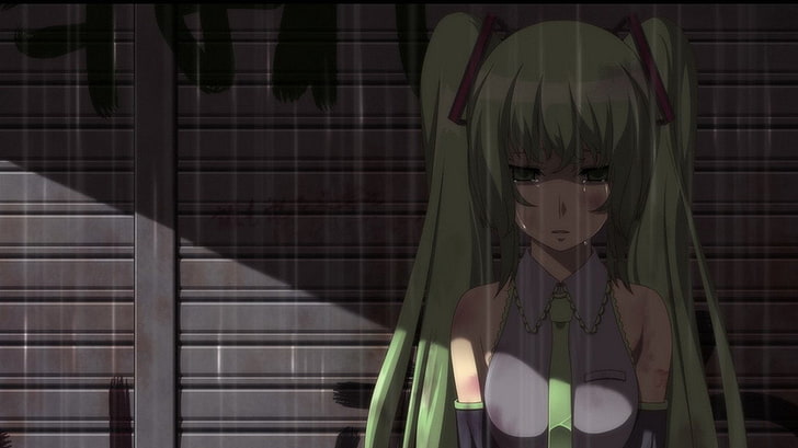 Anime, Vocaloid, Hatsune Miku, Rain, Sad, HD wallpaper
