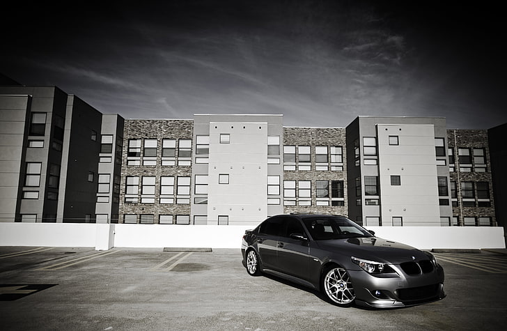 gray BMW E60 sedan, City, cars, auto, Bmw, wallpapers auto, Parking, Wallpaper BMW, 530i, bmw e60, HD wallpaper