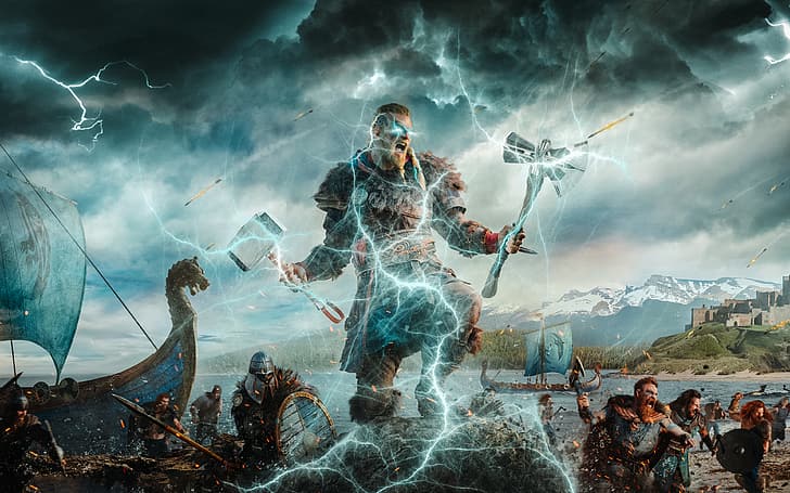 Assassin's Creed Valhalla, viking, video games, Ubisoft, HD wallpaper