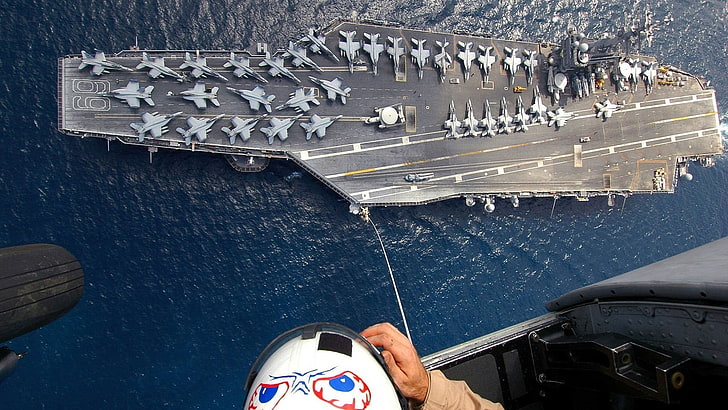 czarny lotniskowiec, odrzutowce, lotniskowiec, F / A-18 Hornet, samolot, samolot wojskowy, samolot, Tapety HD