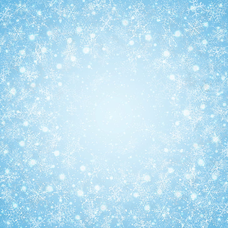hiver, neige, flocons de neige, fond, Noël, bleu, Fond d'écran HD