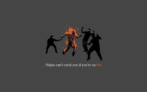 ninjas, humor, ninjas can't catch you if, HD wallpaper HD wallpaper
