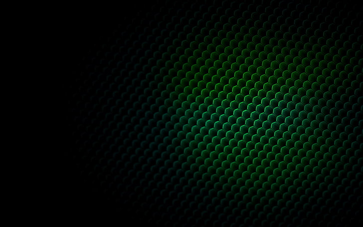 черно и зелено цифрови тапети с пчелна пита, цветове, текстури, шарки, везни, тъмно, сянка, HD тапет