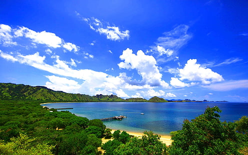 пейзаж, природа, кей, гора, остров, крайбрежие, Индонезия, HD тапет HD wallpaper