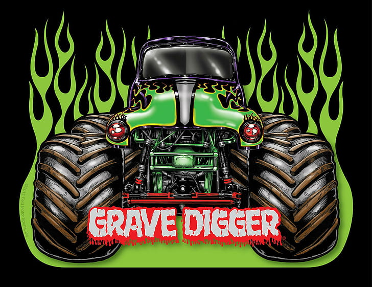 Grave Digger Monster Truck 4x4 Race Racing Js Gratuito, camion, scavatore, tomba, mostro, corsa, corsa, camion, Sfondo HD