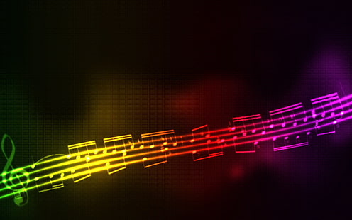 carta da parati multicolore nota musicale, note, arcobaleno, colorato, sfondo, Sfondo HD HD wallpaper