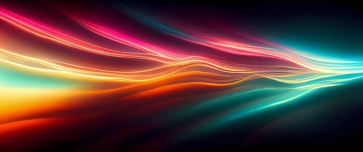 AI art, abstract, minimalism, wide image, ultrawide, RGB, colorful, curved, HD wallpaper
