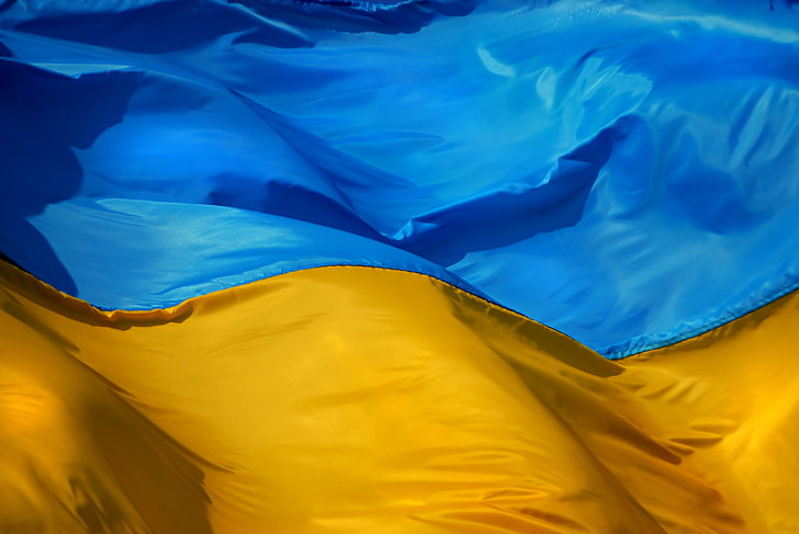 синий и желтый текстиль, синий, желтый, флаг, Украина, HD обои