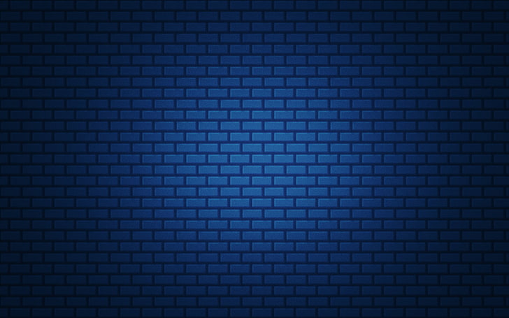синяя кирпичная стена, синий, простой, кирпич, градиент, текстура, HD обои