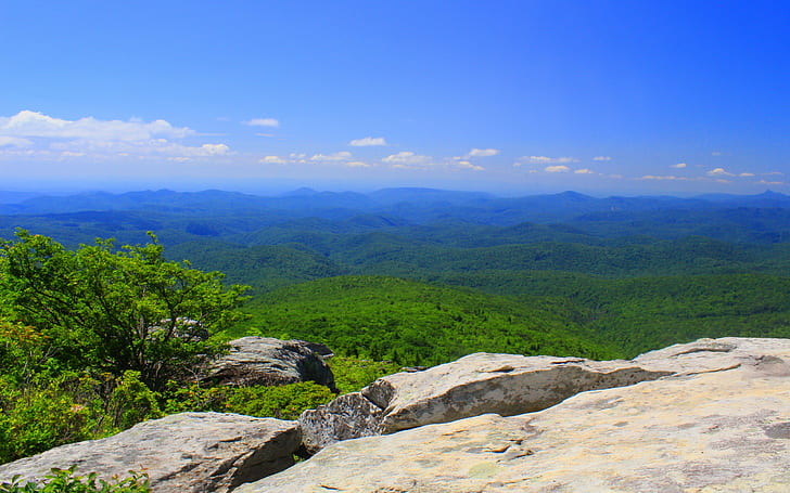 North Carolina, berg bakgrunder, gräs, stenar, Ladda ner 3840x2400 North Carolina, HD tapet