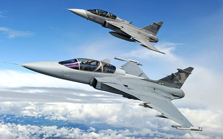 Saab JAS 39 Gripen Fighters 4K, Saab, Fighters, JAS, Gripen, HD wallpaper