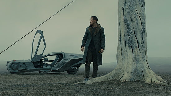 Blade Runner, Blade Runner 2049, Ryan Gosling, filmler, araba, ağaçlar, fütüristik, sis, HD masaüstü duvar kağıdı HD wallpaper