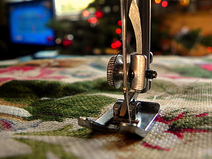 close up, cloth, machine, needle, sewing machine, thread, HD wallpaper HD wallpaper