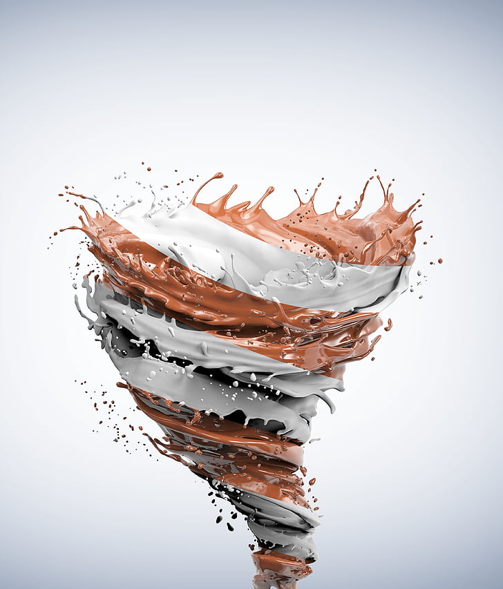 swirling white and brown liquid digital wallpaper, Chocolate, Tornado, 4K, HD wallpaper