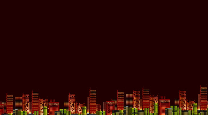 Vektor Kota, ilustrasi bangunan merah dan hijau, Aero, Seni Vektor, Kota, Vektor, Wallpaper HD