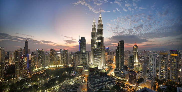 Cities, Kuala Lumpur, Building, City, Cityscape, Malaysia, Night,  Skyscraper, HD wallpaper | Wallpaperbetter