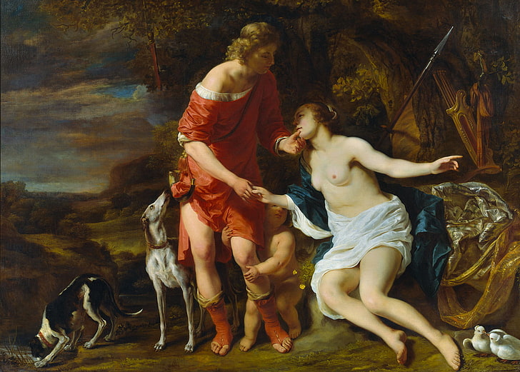 picture, mythology, Venus and Adonis, Ferdinand Pain, HD wallpaper