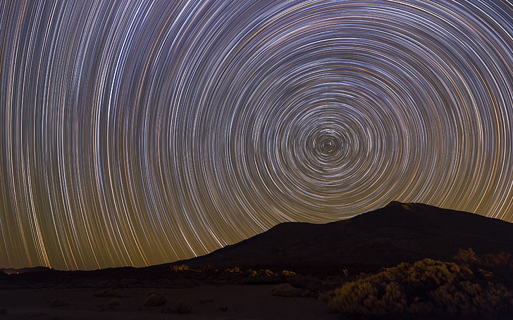 astronomia, stelle, paesaggio, spazio, cielo, time-lapse, Sfondo HD