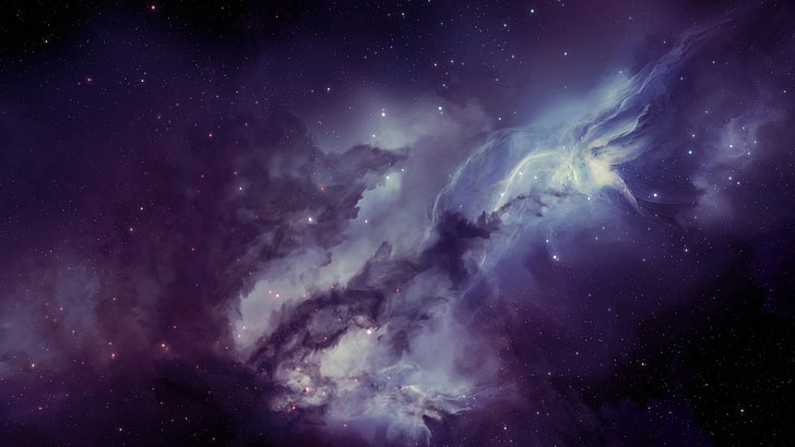 фиолетовые и черные обои Млечного пути, вселенная, фиолетовый, HD обои