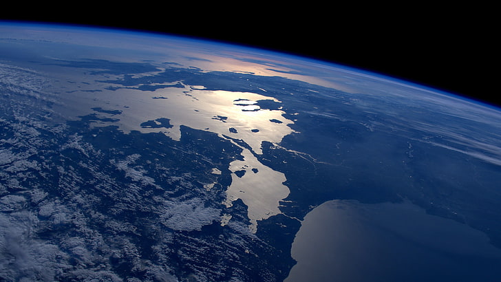 иллюстрация планеты Земля, Международная космическая станция, космос, Земля, HD обои