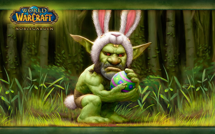 World of Warcraft wallpaper, egg, hare, Easter, World of warcraft, Orc, HD wallpaper