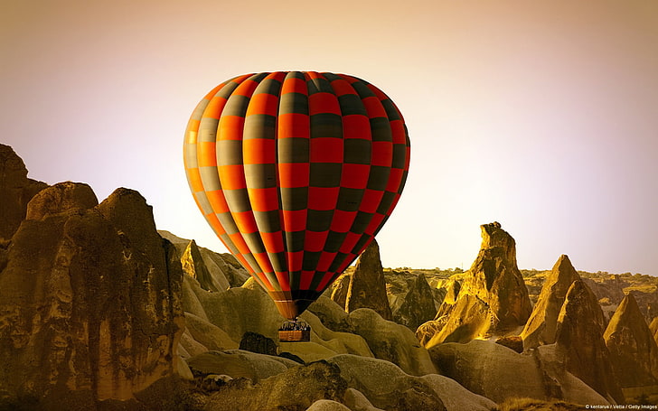 Cappadocia Hot Air Balloon-Windows 10 HD Wallpaper, red and black checkered hot air balloon, HD wallpaper