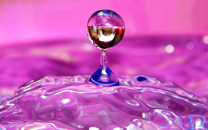 crystal clear water, liquid, droplet, form, light, color, HD wallpaper