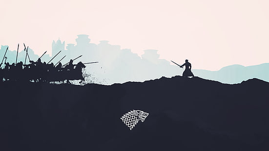 Silueta de personaje con espada ilustración, Juego de Tronos, Canción de Hielo y Fuego, Jon Snow, Fondo de pantalla HD HD wallpaper