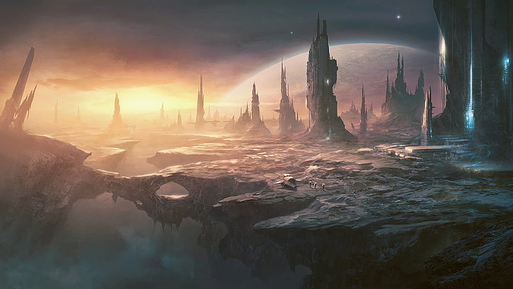 ficção científica planeta alienígena wallpaper, stellaris, mundo alienígena, HD papel de parede