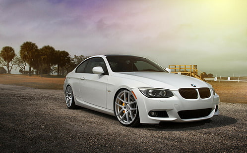 White BMW 335i e92, bmw, 335i, E92, white, car, HD wallpaper HD wallpaper