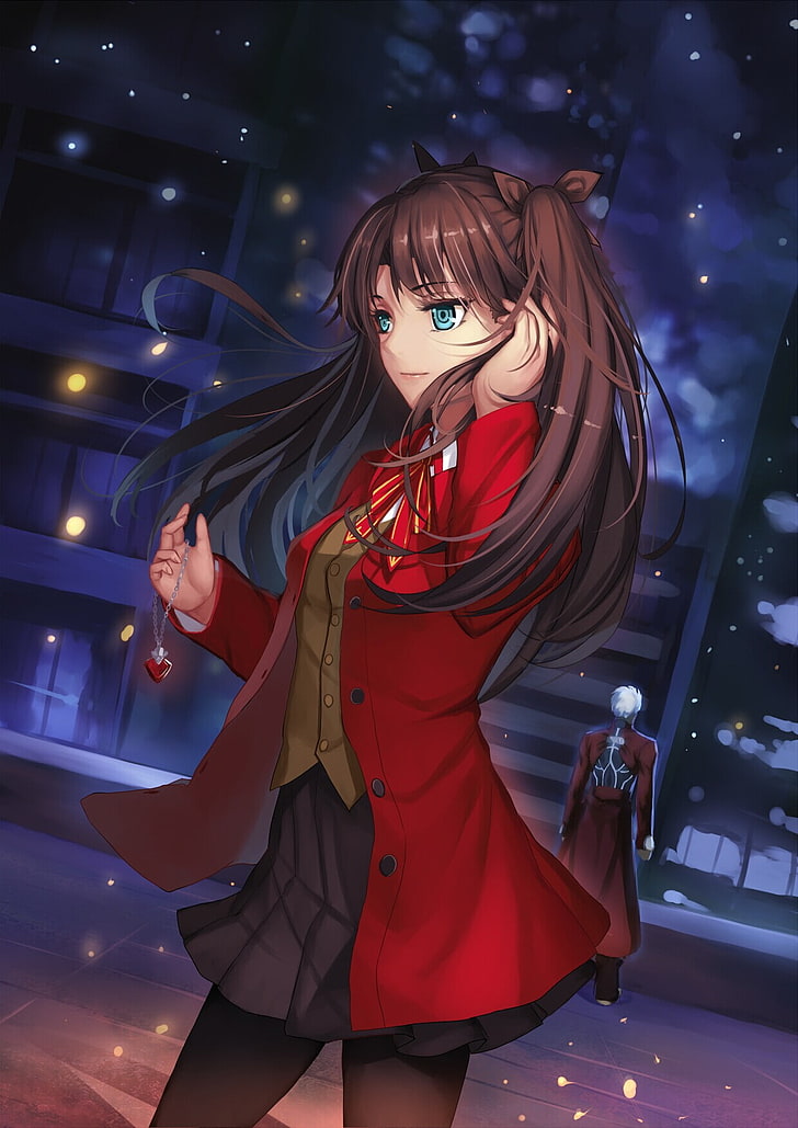 Fate Series, Fate / Stay Night, Fate / Stay Night: Unlimited Blade Works, chicas anime, Tohsaka Rin, Archer (Fate / Stay Night), Fondo de pantalla HD, fondo de pantalla de teléfono