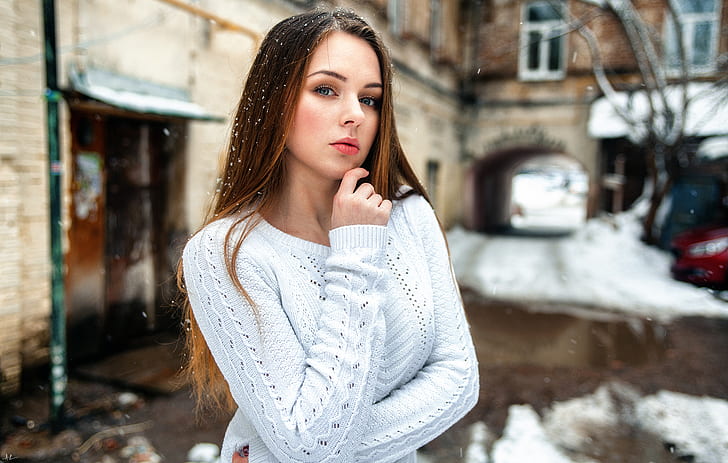 neige, la beauté, Valeria, Lera, Kirill Averyanov, Fond d'écran HD